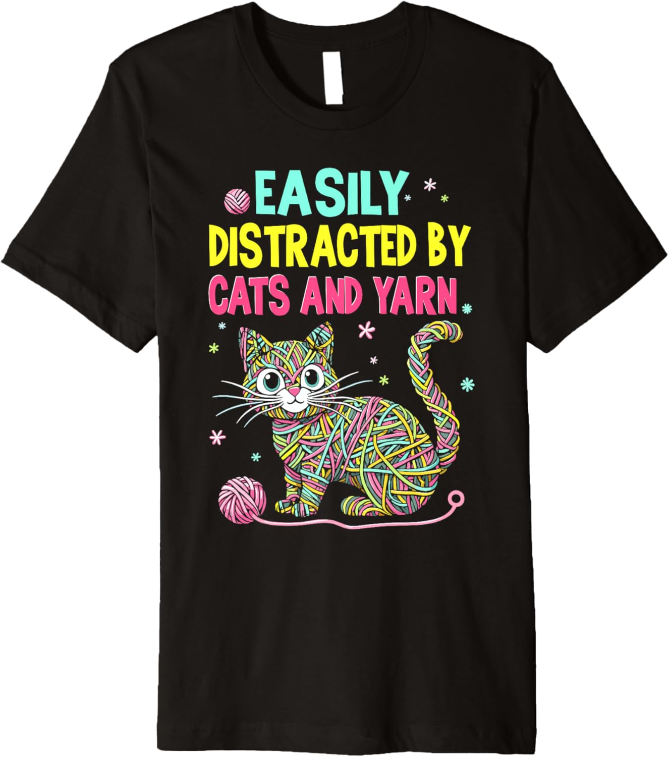 Easily Distracted By Cats And Yarn Knitting Yarn Crochet cat Premium