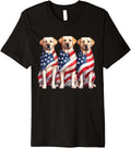 Three Labrador Retriever Dog American Usa Flag 4Th Of July Premium