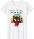 Best Knitting Mom Ever Cat Retro Sunset Vintage Yarn