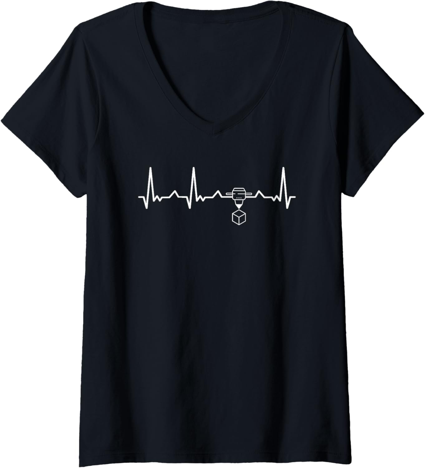 3D Printing Printer Nerd Geek Funny Ekg Heartbeat V Neck