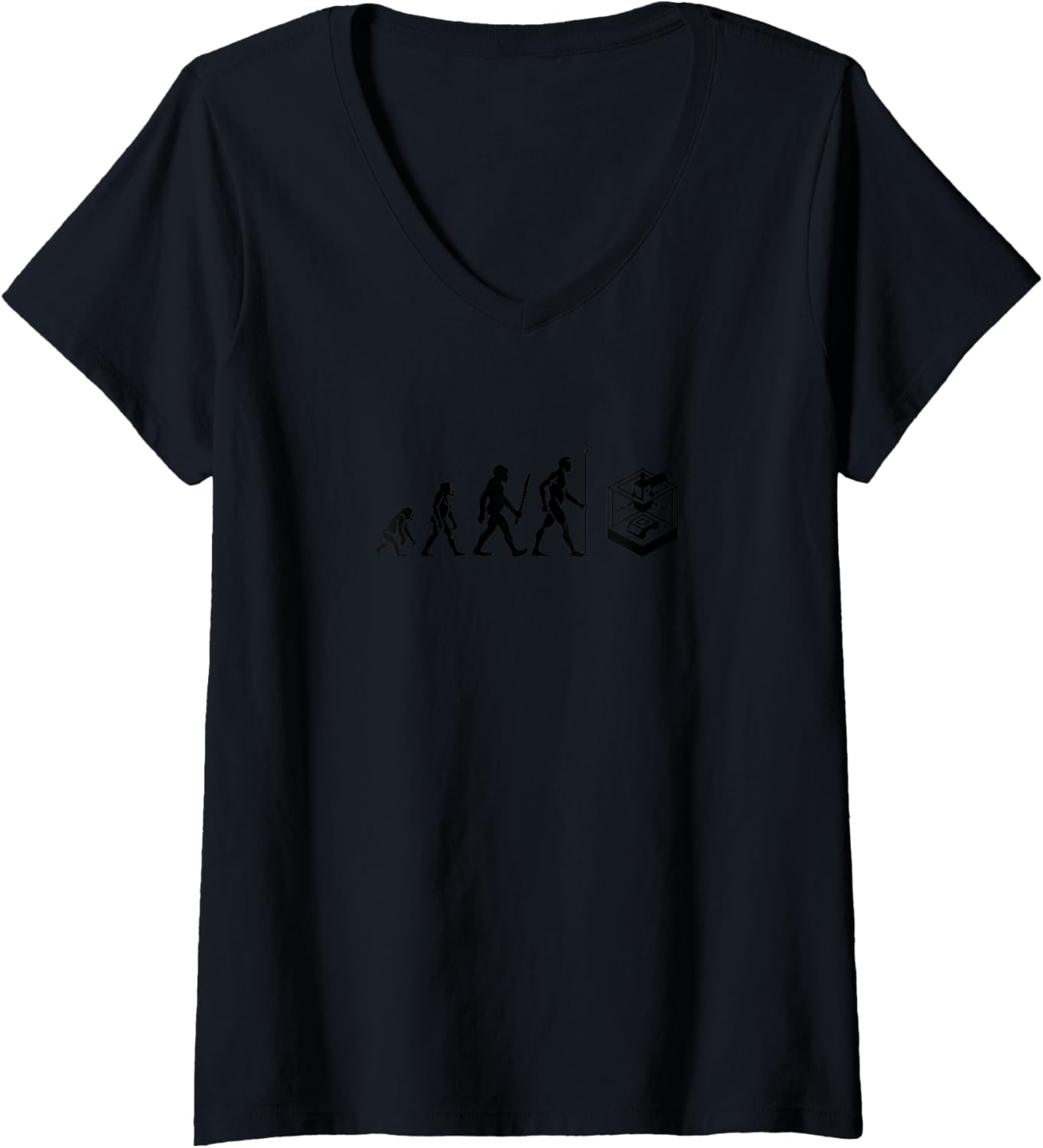 Womens 3D Printer Accessories Evolution Chart V Neck