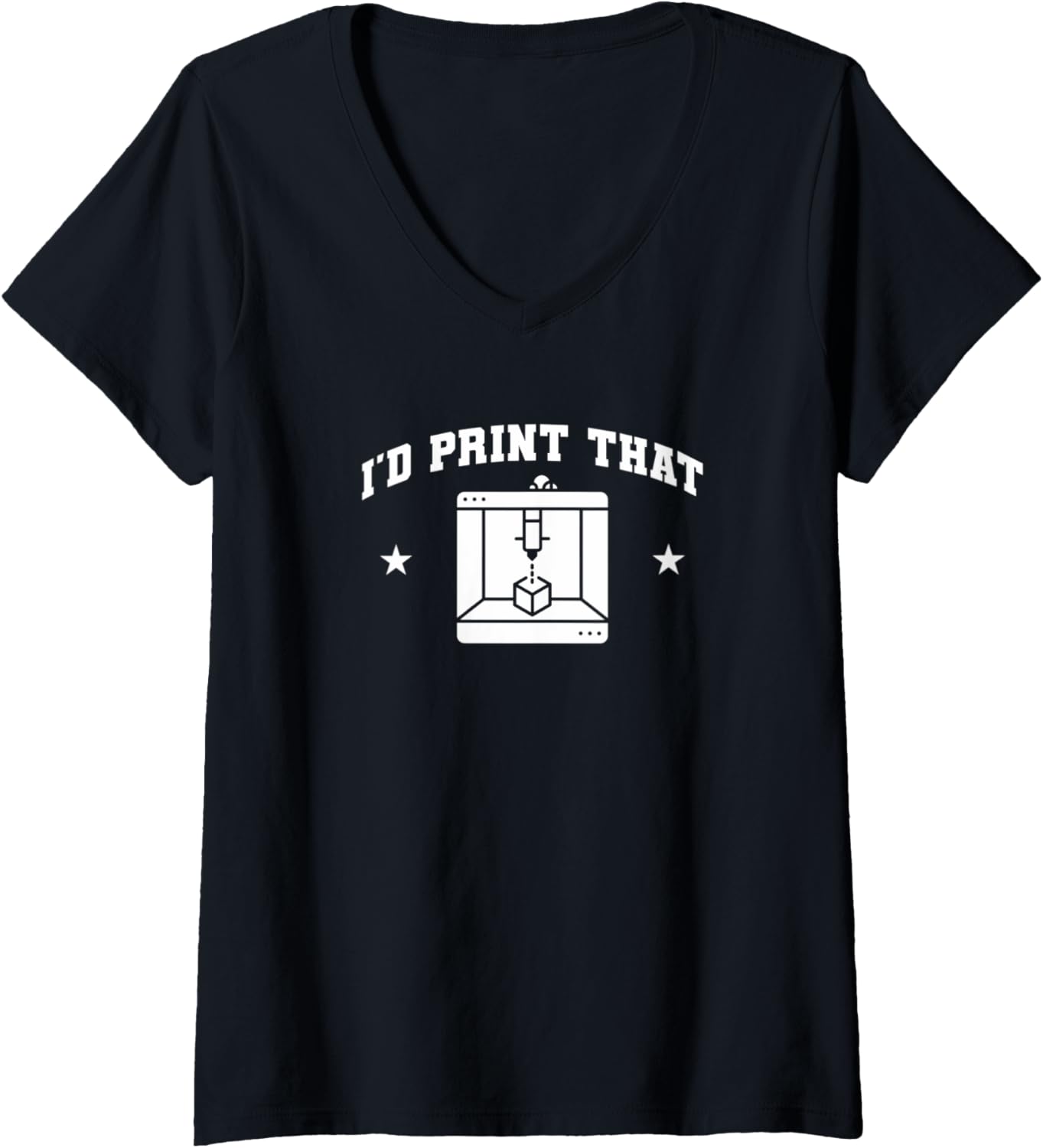 Womens Id Print That Printer 3D Printing V Neck