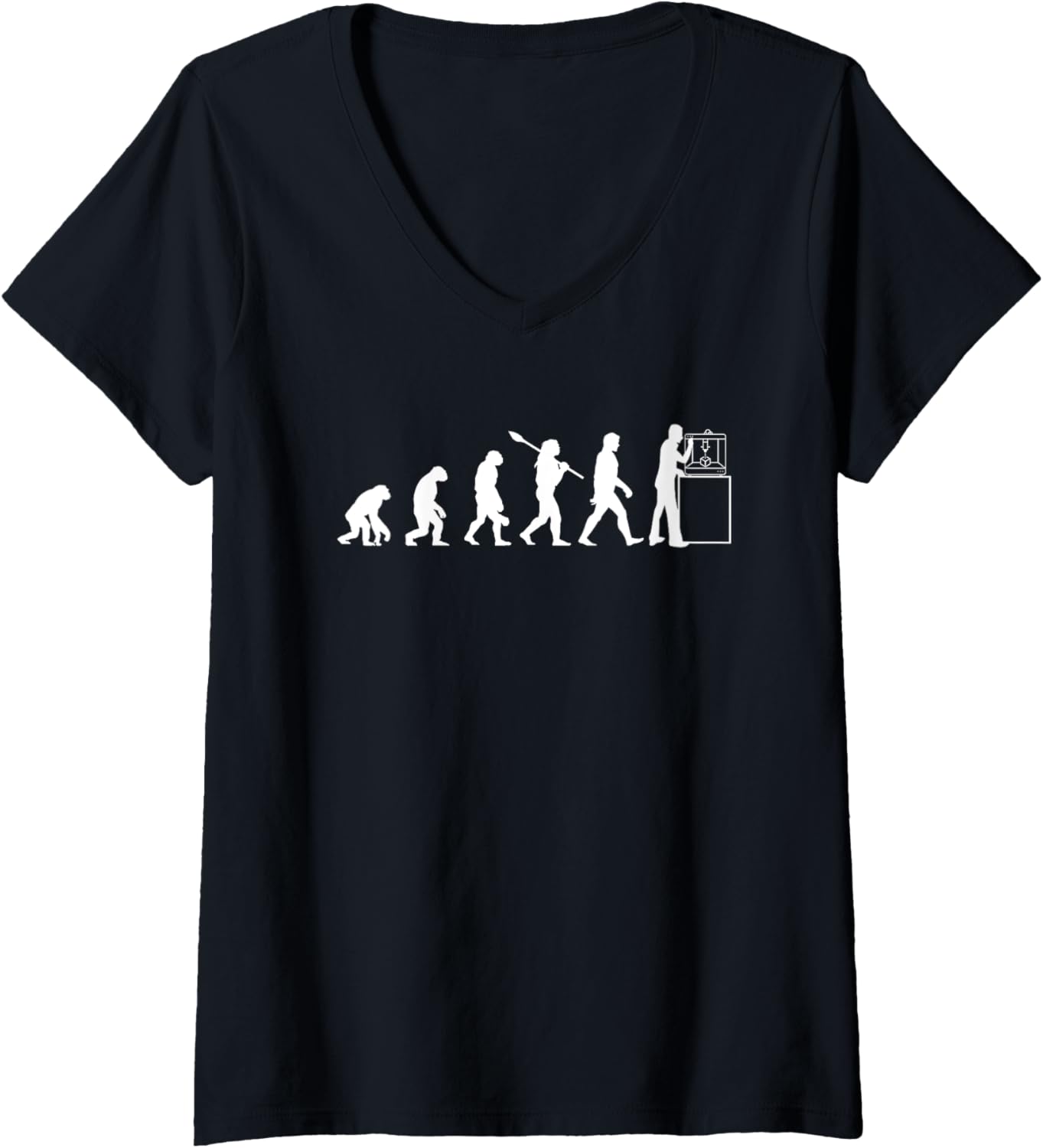 3D Printing Human Evolution Silhouette 3D Printer Lovers V Neck