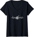 Womens Yarn Heartbeat EKG Yarn Knitting Knitter Crocheting V-Neck