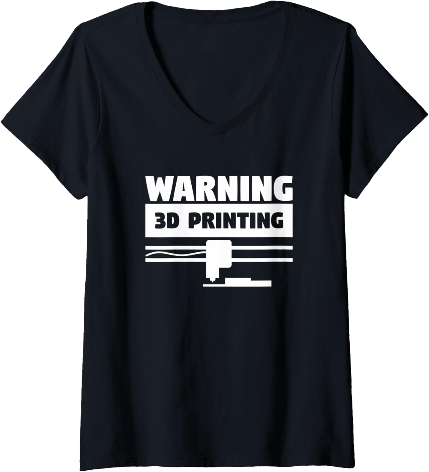 Womens Warning 3D Printing Printer Print V Neck