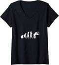 Womens Funny 3D Printing Evolution Print Retro Printer Accessories V Neck