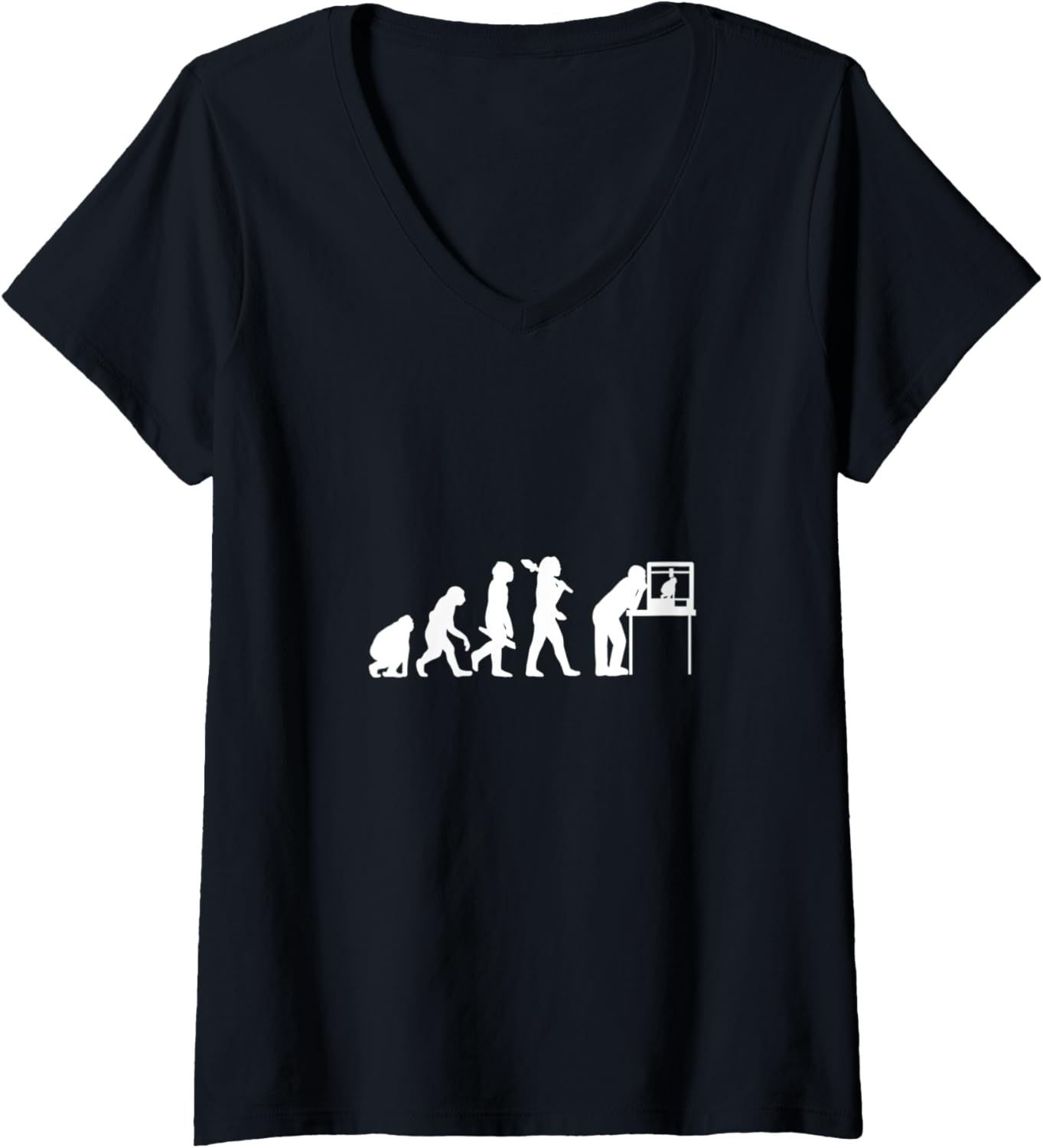 Womens Funny 3D Printing Evolution Print Retro Printer Accessories V Neck