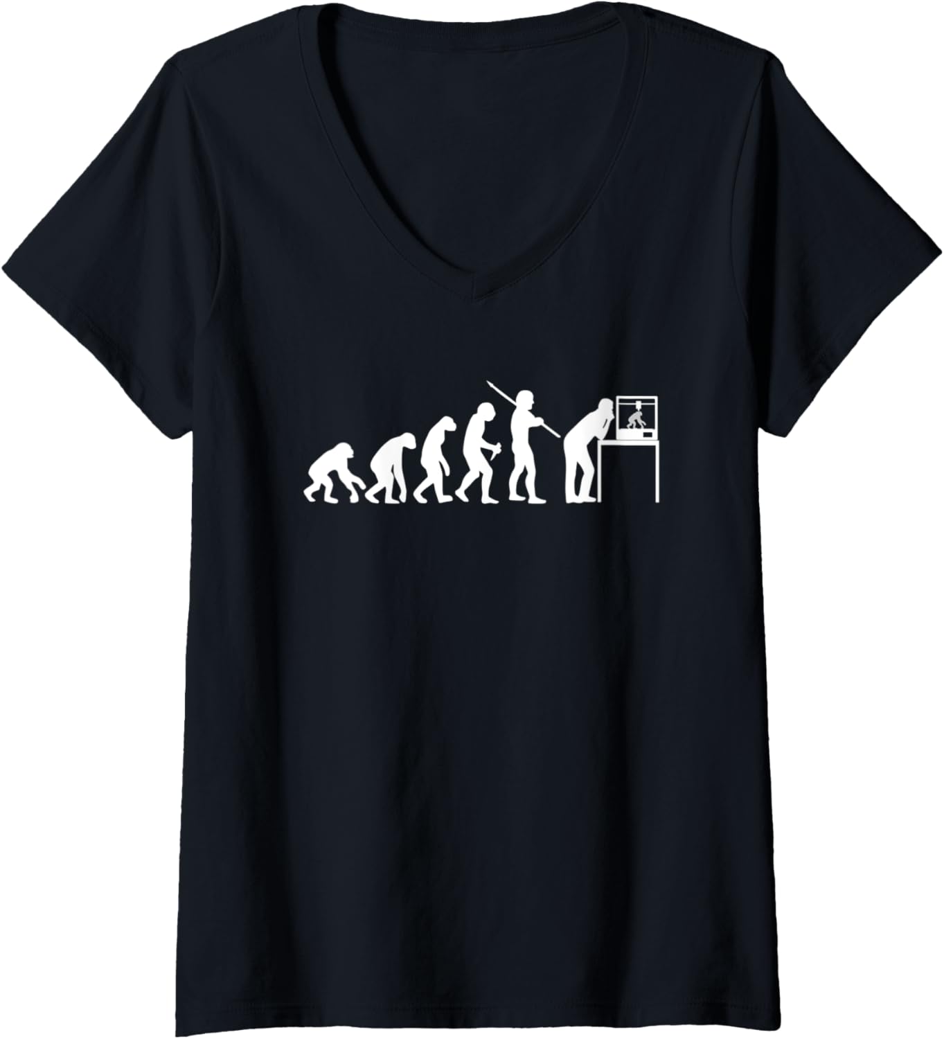 Womens Funny 3D Printing Evolution 3D Printer Joke Men V Neck