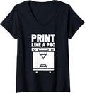 Womens Print Like A Pro 3D Printing 3D Printer V Neck