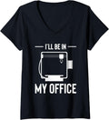 Womens Ill Be In My Office 3D Printing Printer V Neck