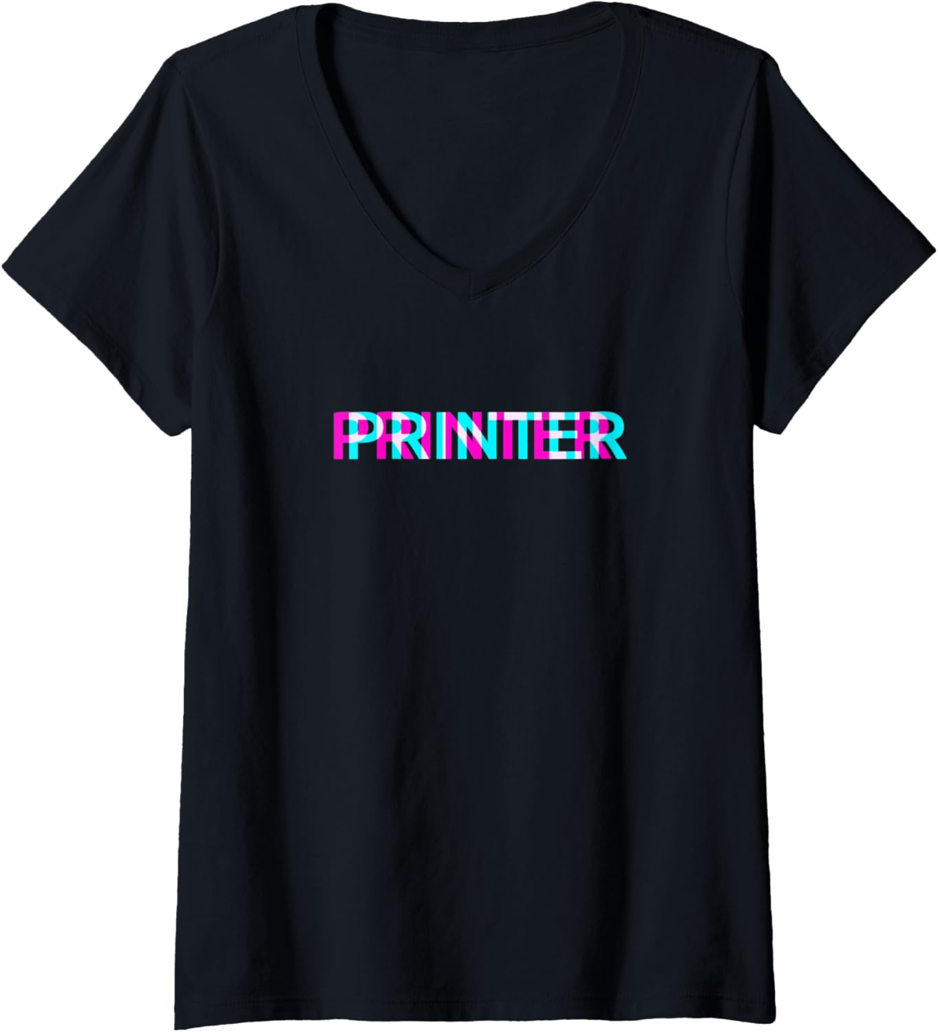 Womens Printer Cool Job Edgy Glitch Aesthetic Art V Neck