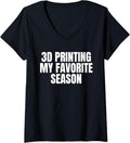 Womens 3D Printing My Favorite Season V Neck
