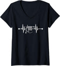 Womens Knitting Heartbeat Passion Needles Yarn Knitter Knitting V-Neck
