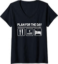 Womens Plan Day Eat 3D Printing Sleep Funny 3D Printer V Neck