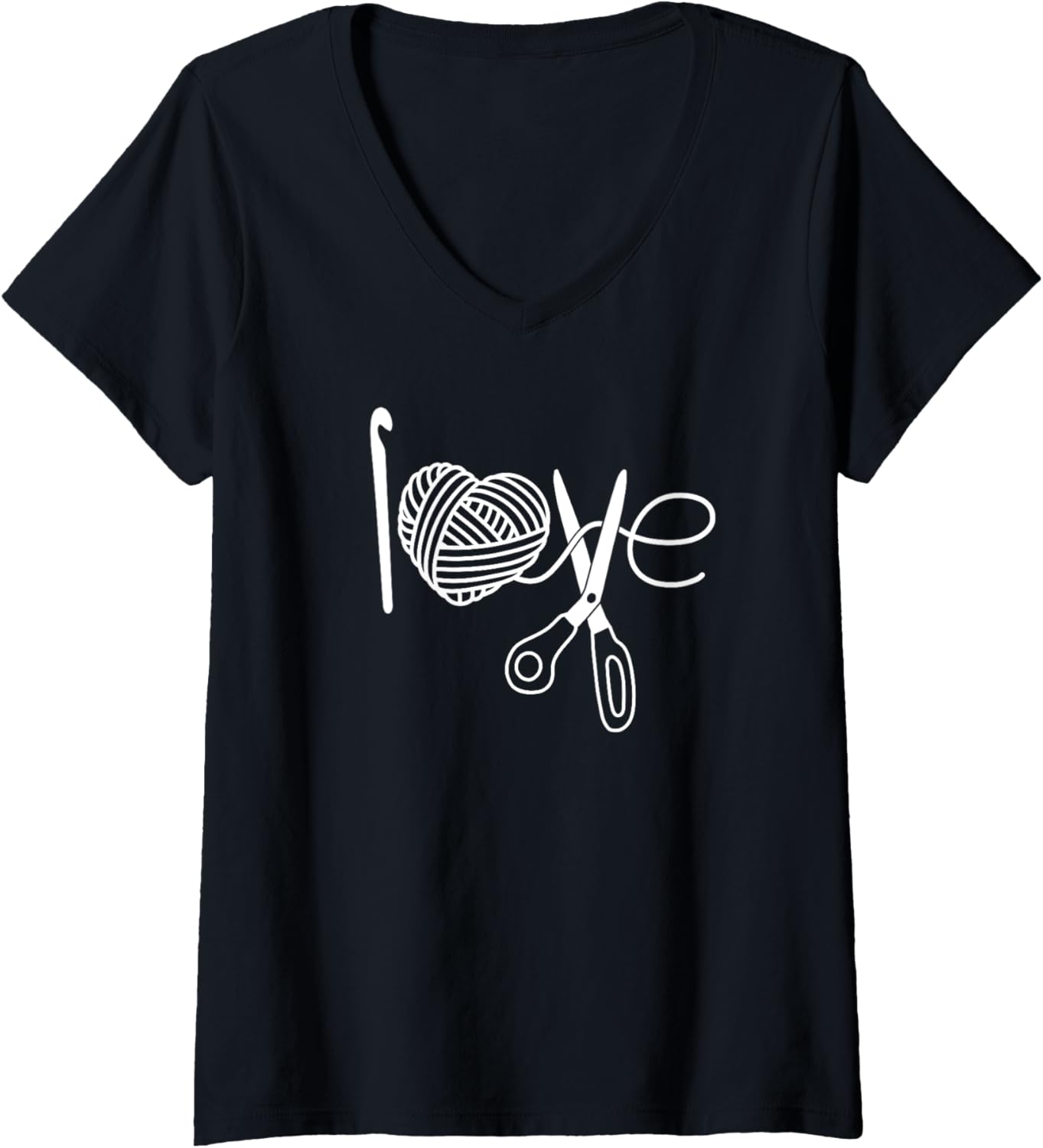 Womens Crochet Love Crochet Heart Yarn Knitting I Love Crochet V-Neck
