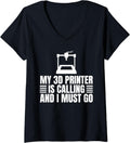Womens My 3D Printer Is Calling I Must Go V Neck
