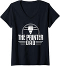 Womens Printer Dad Fathers Day 3D Printing Printer V Neck
