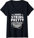 I Make String Pretty Crocheting Knitting Yarn Crochet V-Neck