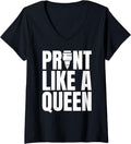 Womens Print Like A Queen 3D Printer Printing V Neck