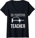 Womens 3D Printing Teacher Printer V Neck
