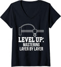 Womens Level Up Mastering Layer By Layer 3D Printer Printing V Neck
