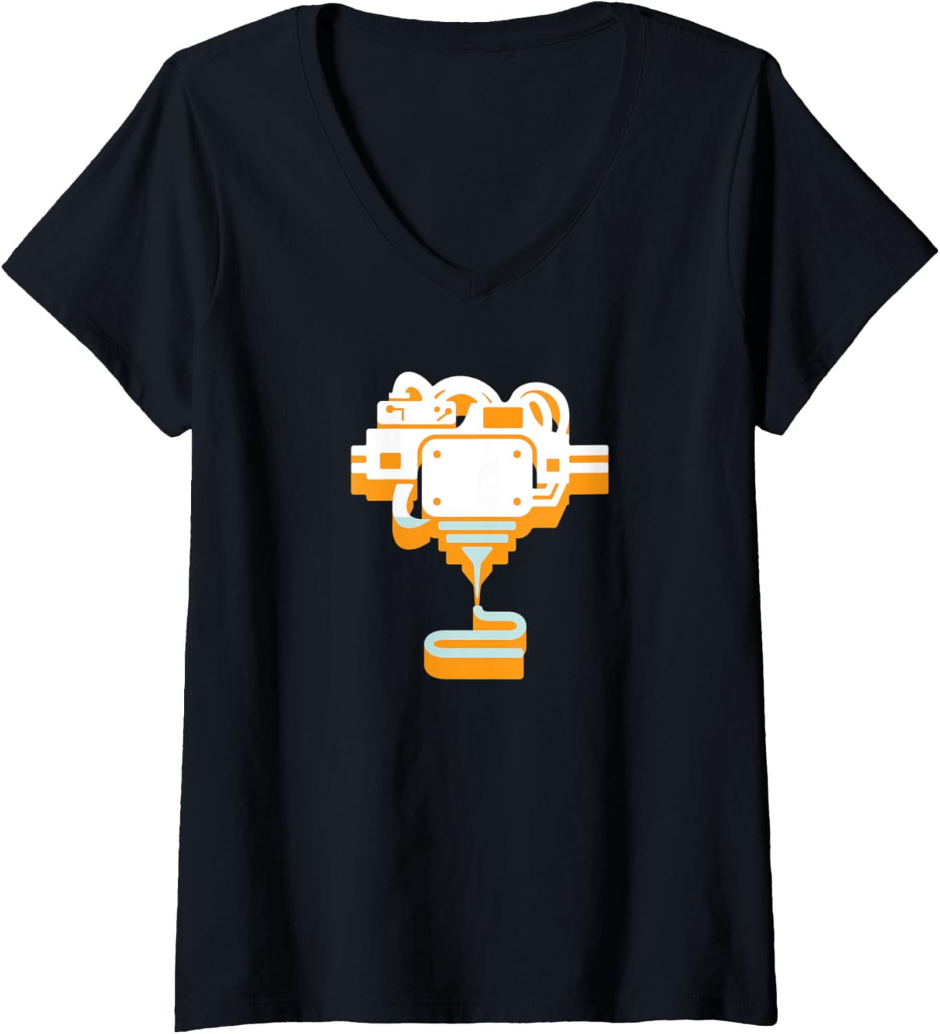 Womens 3D Printer Graphic Print Geeks 3D Printing V Neck