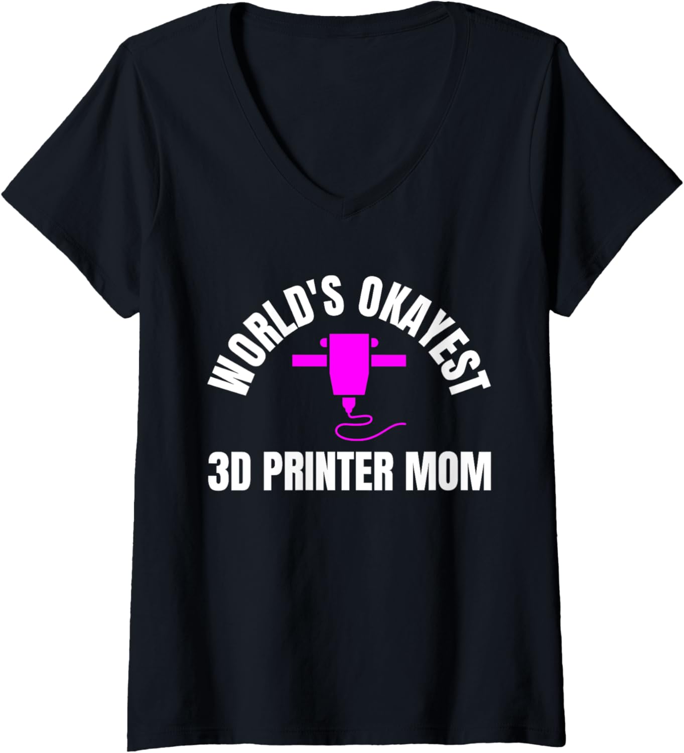 Womens Worlds Okayest 3D Printer Mom Printing Mothers Day V Neck