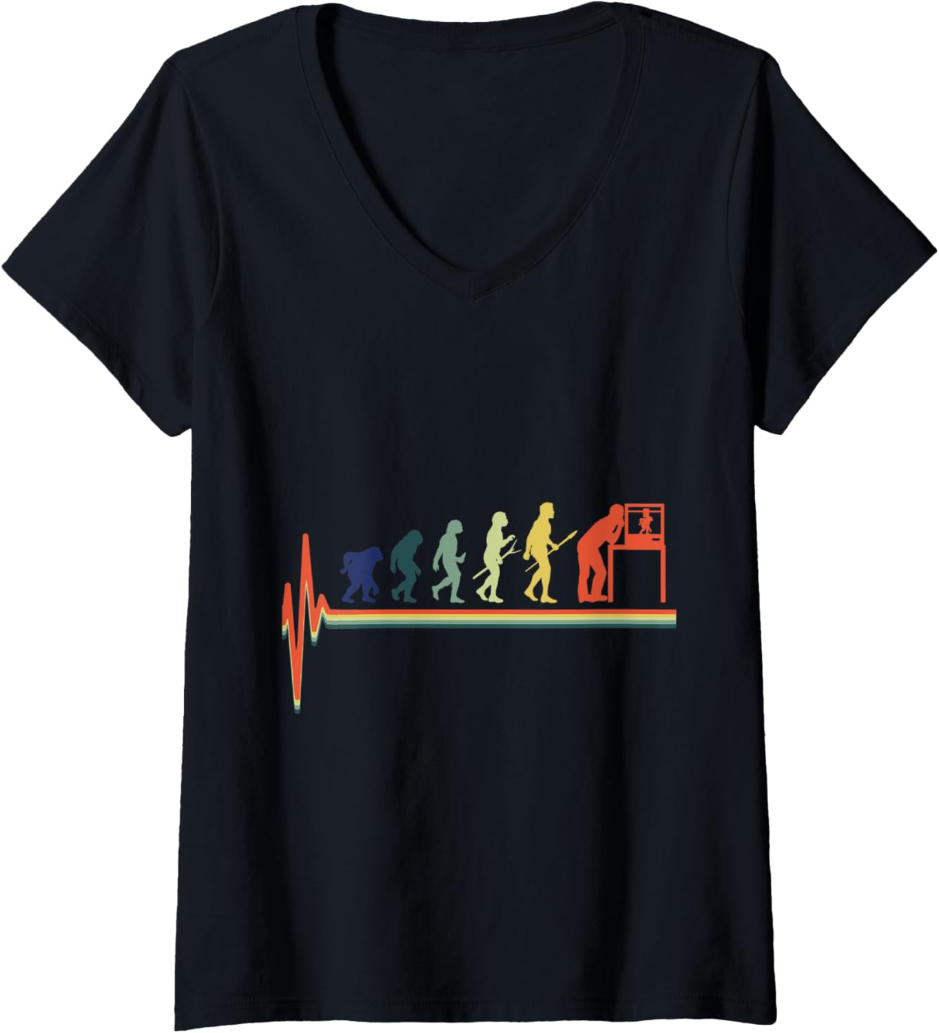 Womens 3D Printing Evolution Lover Waves Of Evolution 3D Printer V Neck