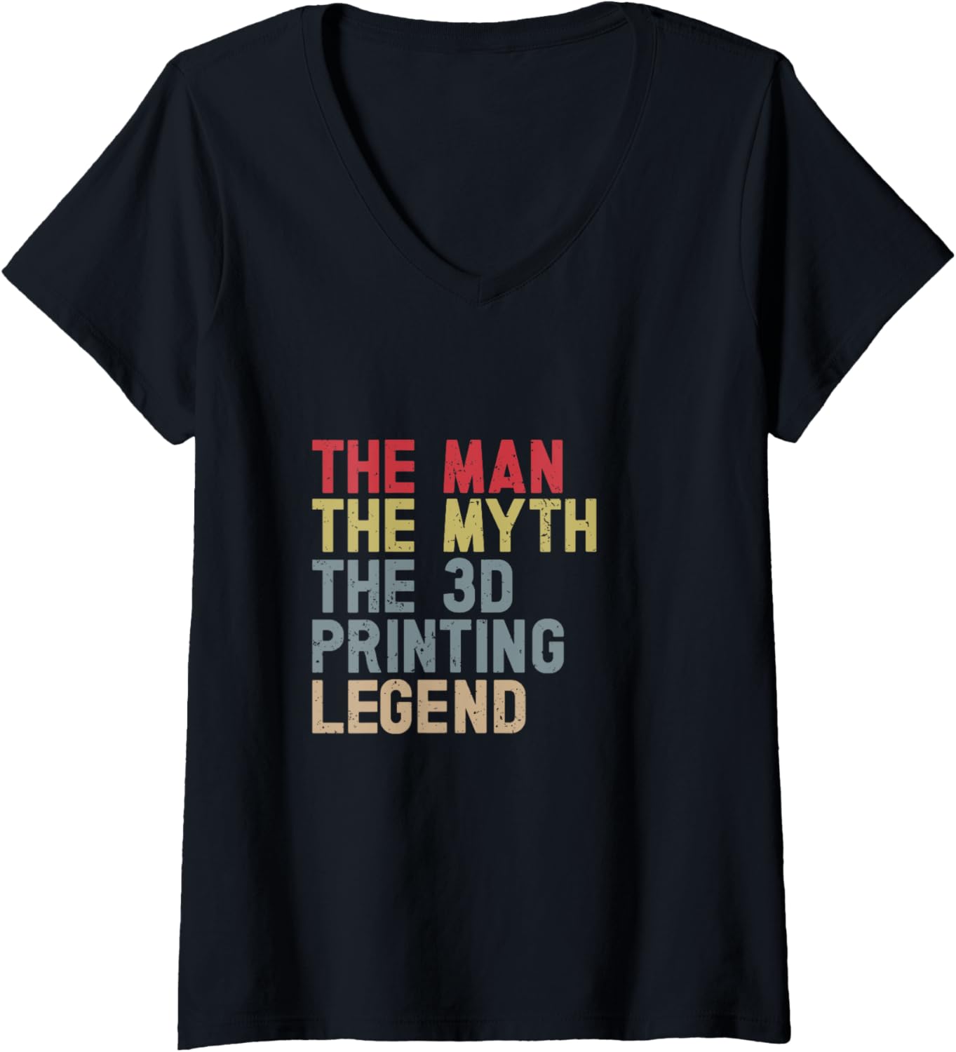 Womens Man Myth Print 3D Funny 3D Printing Printer Filament V Neck
