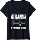 Womens Layer Shifts Late Nights 3D Printer Printing V Neck