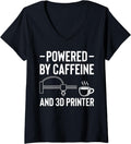 Womens Powered By Caffeine 3D Printer Printing V Neck