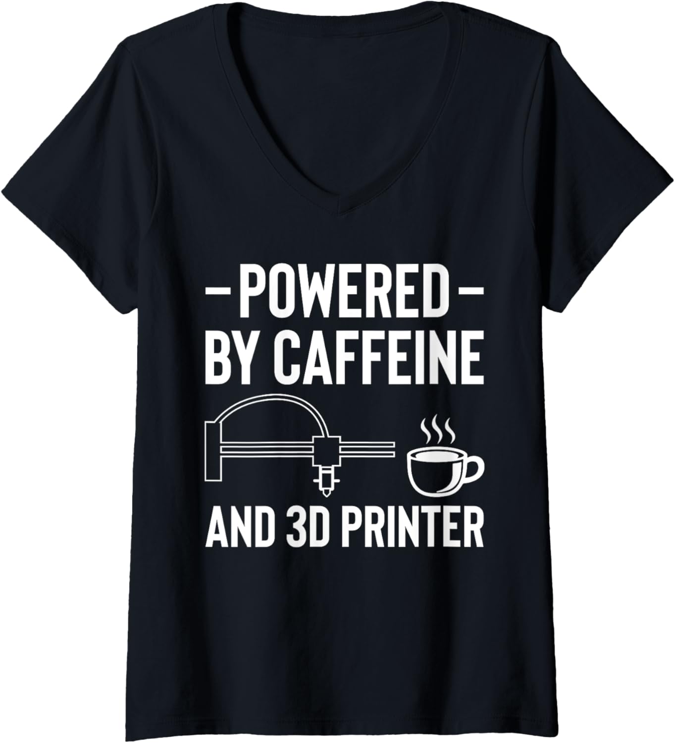 Womens Powered By Caffeine 3D Printer Printing V Neck
