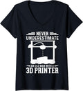 Womens Never Underestimate An Old Man With A 3D Printer V Neck