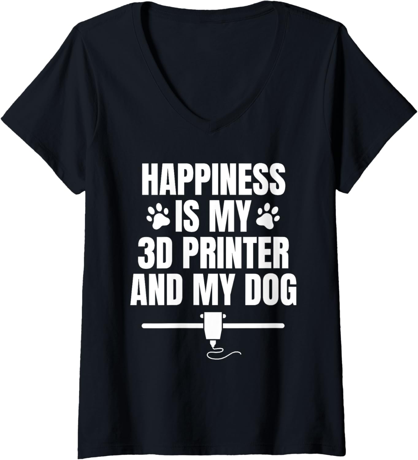 Womens Happiness Is My 3D Printer My Dog Pets V Neck