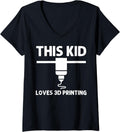 Womens Funny 3D Printing Designs Kids 3D Printer Enthusiasts V Neck