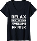 Womens Printer Certified Awesome Job Work Anniversary Going Away V Neck