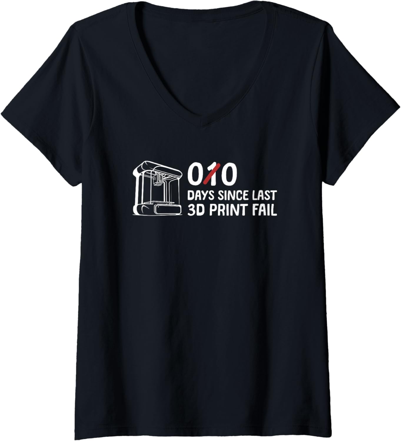 Womens 0 Days Since Last 3D Print Fail Humor V Neck