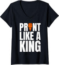 Womens Print Like A King 3D Printer Printing V Neck
