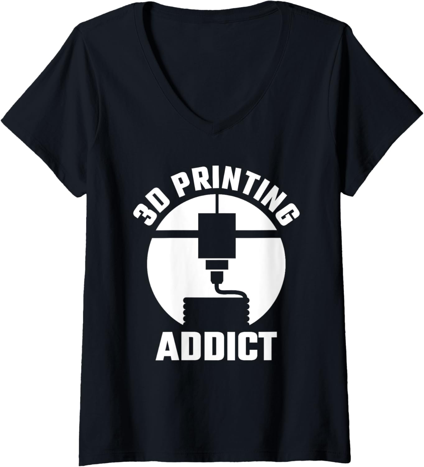 Womens 3D Printing Addict Printer V Neck