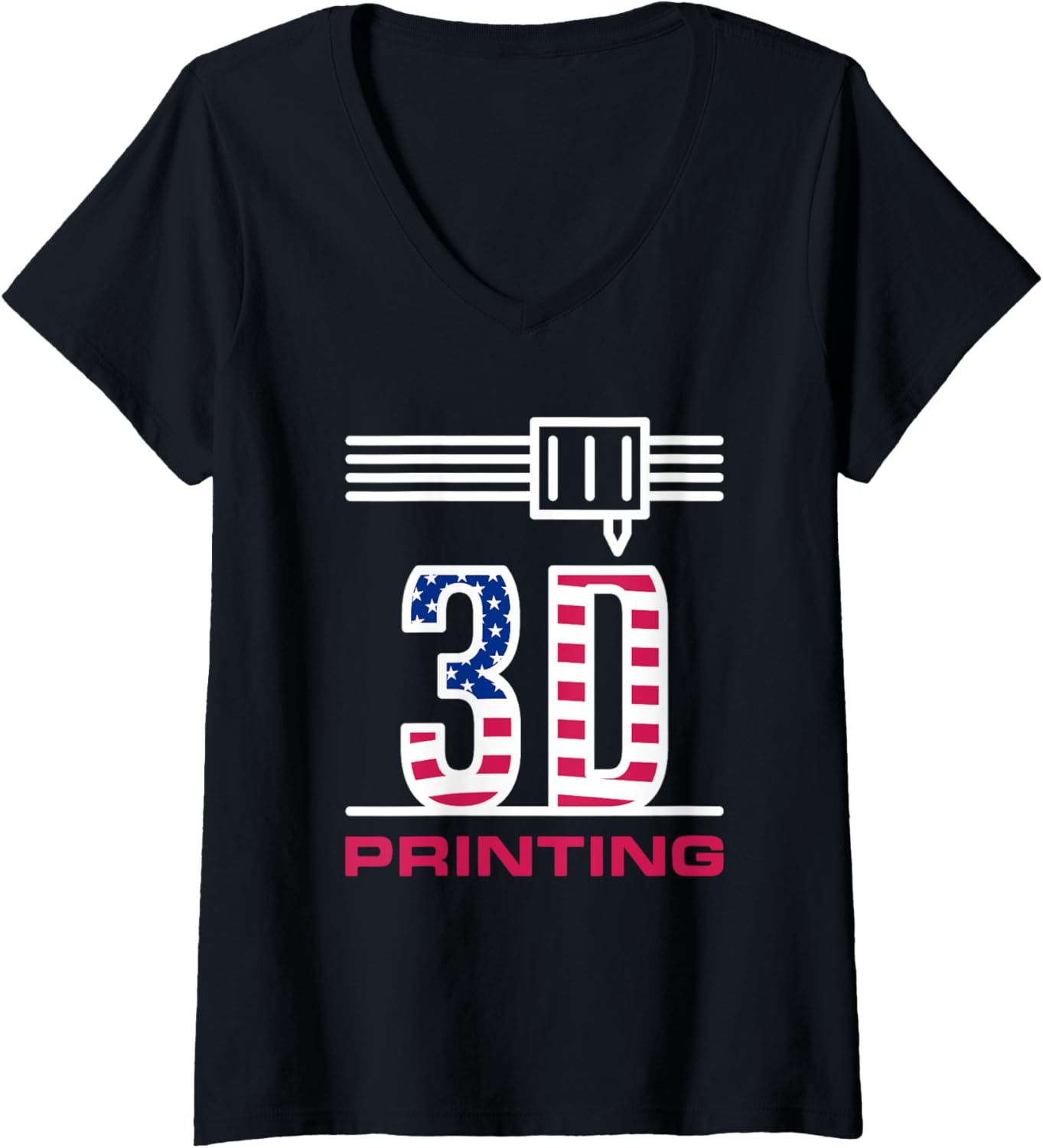 3D Printing Usa American Flag I Love 3D Printers Patriotic V Neck