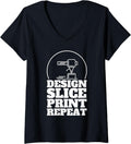 Womens 3D Printing Men Women 3D Printer Machine Print Geek V Neck