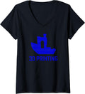 Benchy Shape Blue Filament Layers 3D Printing Enthusiast V Neck