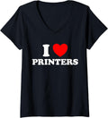 I Love Printers Funny Computer Cartridge Ink Paper Print Fan V Neck
