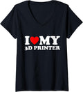 Womens I Love My 3D Printer Funny 3D Printing V Neck