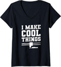 Womens I Make Cool Things 3D Print Printer Printing V Neck