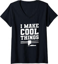 Womens I Make Cool Things 3D Print Printer Printing V Neck