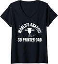 Womens Worlds Okayest 3D Printer Dad Printing Fathers Day V Neck