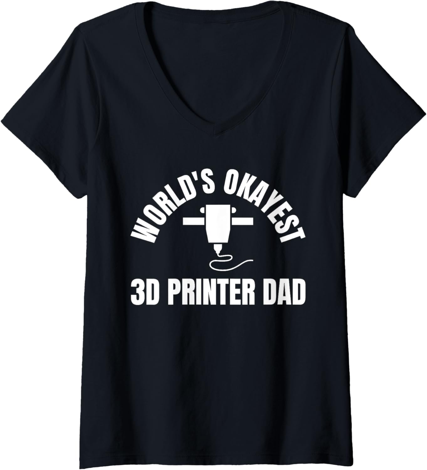 Womens Worlds Okayest 3D Printer Dad Printing Fathers Day V Neck