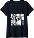 Womens Designing Future 3D Printer Printing V Neck
