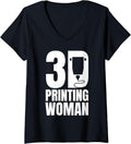 Womens 3D Printing Woman 3D Printer Printing V Neck